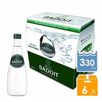 【BADOIT波多】天然氣泡礦泉水(330ml/6入/Glass)