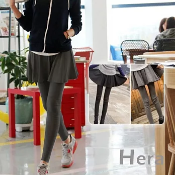 【Hera】赫拉 純色棉質傘狀九分連身褲裙/內搭褲(二色任選)灰色