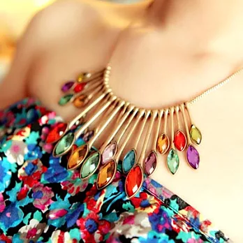 【Bling Q】繽紛水鑽水滴裝飾項鍊