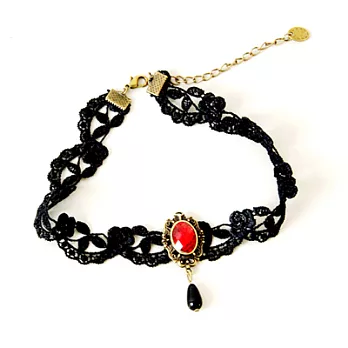【Bling Q】蕾絲典雅紅寶石項鍊