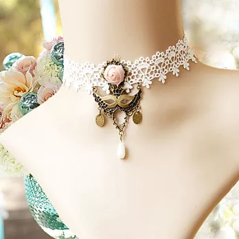 【Bling Q】玫瑰假面蕾絲造型項鍊