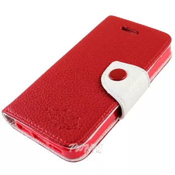 KooPin Apple iPhone 5C 雙料縫線 側掀(立架式)皮套豔情紅