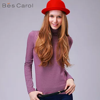 【Bés Carol】女式經典條紋高領上衣M醬紫