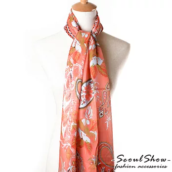 Seoul Show 迷幻花園印花絲棉圍巾(洋紅)