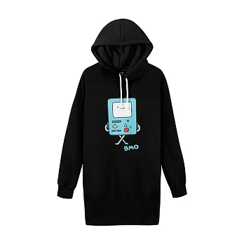 【CACO】MIT 電玩嗶莫連帽長版TL黑