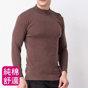 【MORINO】時尚麻花紋棉毛保暖長袖高領衫(男)-咖啡色L咖啡