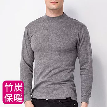 【MORINO】竹炭紗纖維長袖高領衫L灰色L灰色