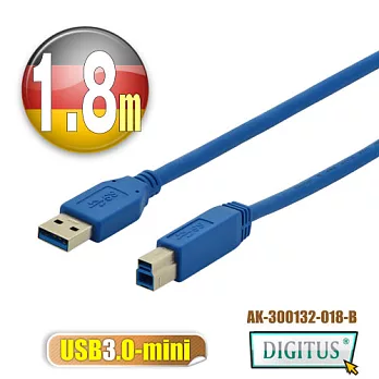 曜兆DIGITUS USB3.0A公轉B公線*1.8公尺藍色