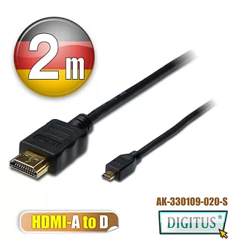 曜兆DIGITUS HDMI A轉D互轉線-2公尺(公-公)*HDMI轉microHDMI線