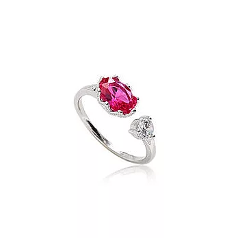 Enya★華麗迷人風情橢圓彩色寶石戒指 銀色