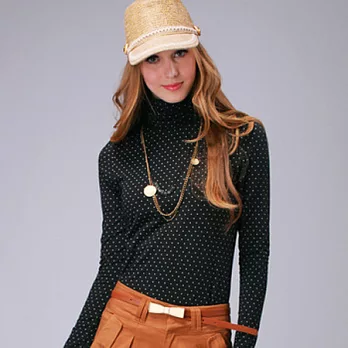 【C.H.K.】女式圓點印花高領上衣M黑