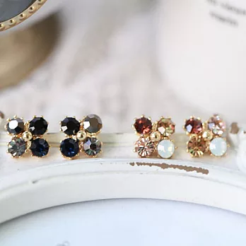 ECO安珂．四顆異色水鑽造型 耳環黑色