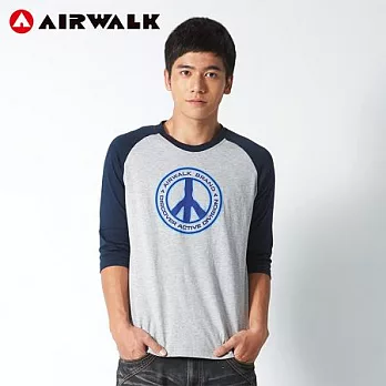 【美國 AIRWALK】AIRWALK BRAND長袖圓領Tee-男L淺麻灰-L