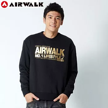 【美國 AIRWALK】生活潮流長袖圓領Tee-男M黑-M