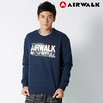 【美國 AIRWALK】生活潮流長袖圓領Tee-男XL丈青-XL