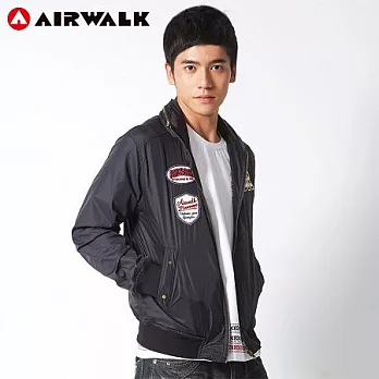 【美國 AIRWALK】美式休閒連帽風衣外套-男M黑-M