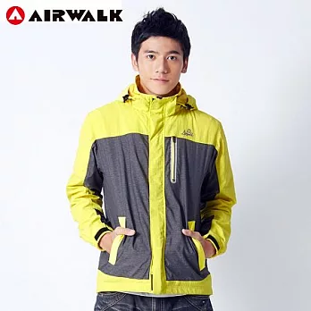 【美國 AIRWALK】雙色拼接連帽風衣外套-男M黃-M