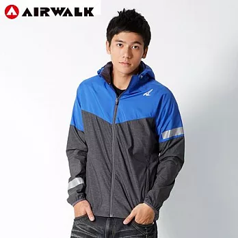 【美國 AIRWALK】休閒拼接連帽風衣外套-男M麻灰-M