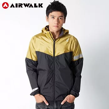 【美國 AIRWALK】休閒拼接連帽風衣外套-男XL黑-XL