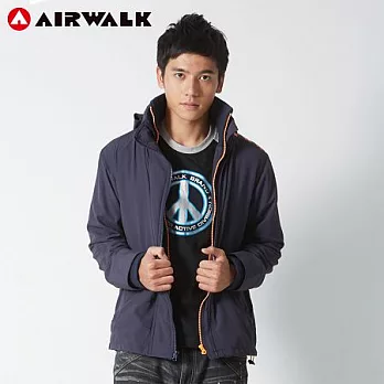 【美國 AIRWALK】休閒單肩星徽連帽風衣外套-男M瑩橘-M