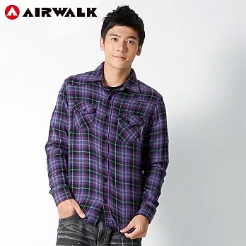 【美國 AIRWALK】經典不敗格紋長袖襯衫-男M紫格-M