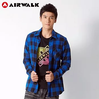 【美國 AIRWALK】休閒格紋長袖襯衫-男M藍格-M