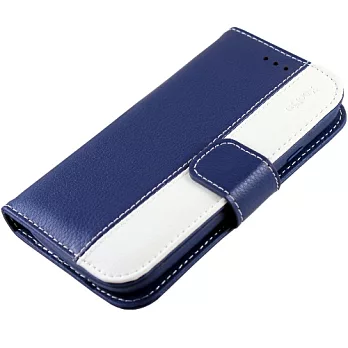 KooPin HTC Butterfly 蝴蝶機(X920D) 經典真皮系列 可立式側掀皮套海軍藍