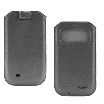 Miravivi 4.7吋通用簡約時尚感應觸控開窗式皮革手機袋時尚灰