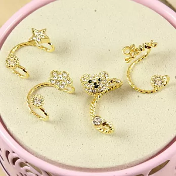 ECO安珂．星星/小花/小熊/草寫love 耳夾式耳環(4款/單個販售)草寫love