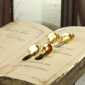 ECO安珂．雙色垂墜式設計 耳環金+黑