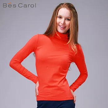 【Bés Carol】女式經典高領上衣M深橘