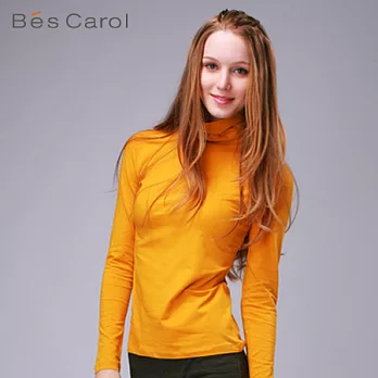 【Bés Carol】女式經典高領上衣L土黃
