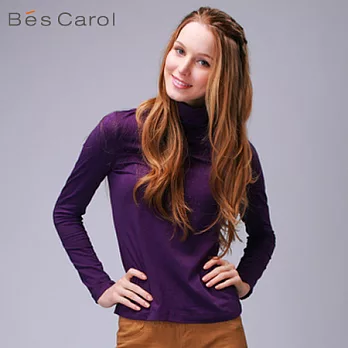 【Bés Carol】女式經典高領上衣M紫紅