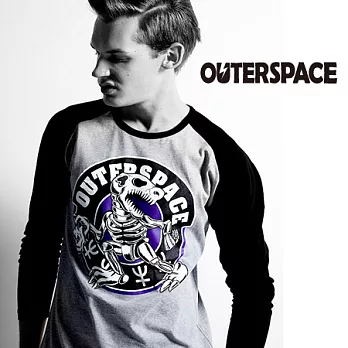 OUTERSPACE 太空骷顱暴龍隊棒球長TS黑灰