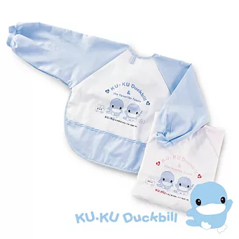 【KU.KU酷咕鴨】粘扣式長袖圍兜。L藍
