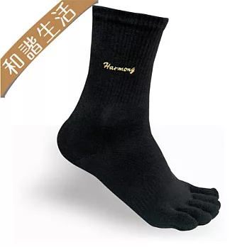 【和諧生活有機棉】五趾襪黑色 25-27cm