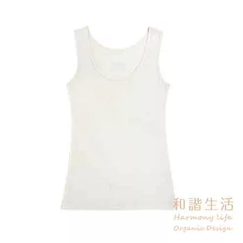 【和諧生活有機棉】仕女緹花無袖內衣L原棉米白
