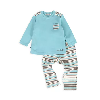 【minihope】百搭條紋帥氣套裝70湖藍