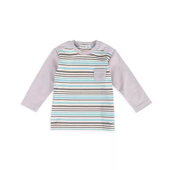 【minihope】百搭條紋帥氣套裝70淺紫