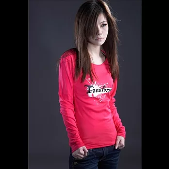 轉Transform 率性LOGO長袖T- 女M桃紅