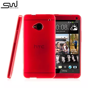 SIMPLE WEAR NEW HTC ONE專用TPU 保護套 - 透紅