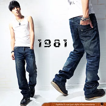 【1981牛仔褲】韓式打磨口袋直筒牛仔褲#2528XL藍色