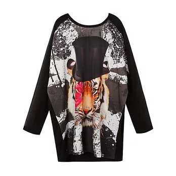 【CACO】CREAM PUNK‧獨家經銷‧英國旗虎頭寬版長TFREE黑色