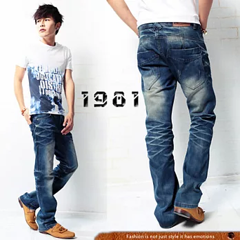 【1981牛仔褲】美系3D修身小直筒牛仔褲#2531M藍色
