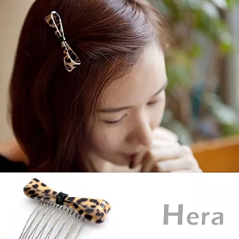 【Hera】赫拉 蝴蝶結豹紋點點髮插/髮梳(四色任選)豹紋-淺咖啡