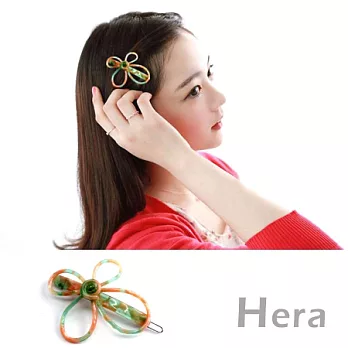 【Hera】赫拉 豹紋渲染線條花朵邊夾/髮扣/髮夾(四色任選)亮果綠