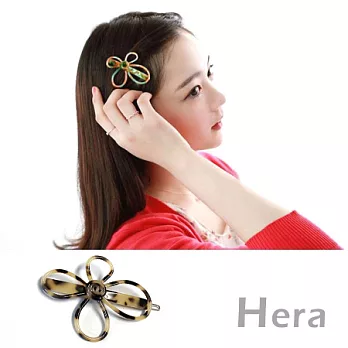 【Hera】赫拉 豹紋渲染線條花朵邊夾/髮扣/髮夾(四色任選)淺咖啡