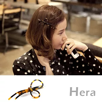 【Hera】赫拉 豹紋不對稱線條蝴蝶結邊夾/髮扣/髮夾(二色任選)咖啡色