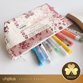 uhplus Trinity寬底筆袋- Cross Stitch