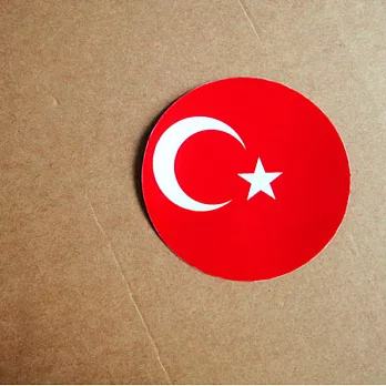 【國旗商品創意館】土耳其國旗圓形抗ＵＶ、防水貼紙／Turkey／世界多國款可選購